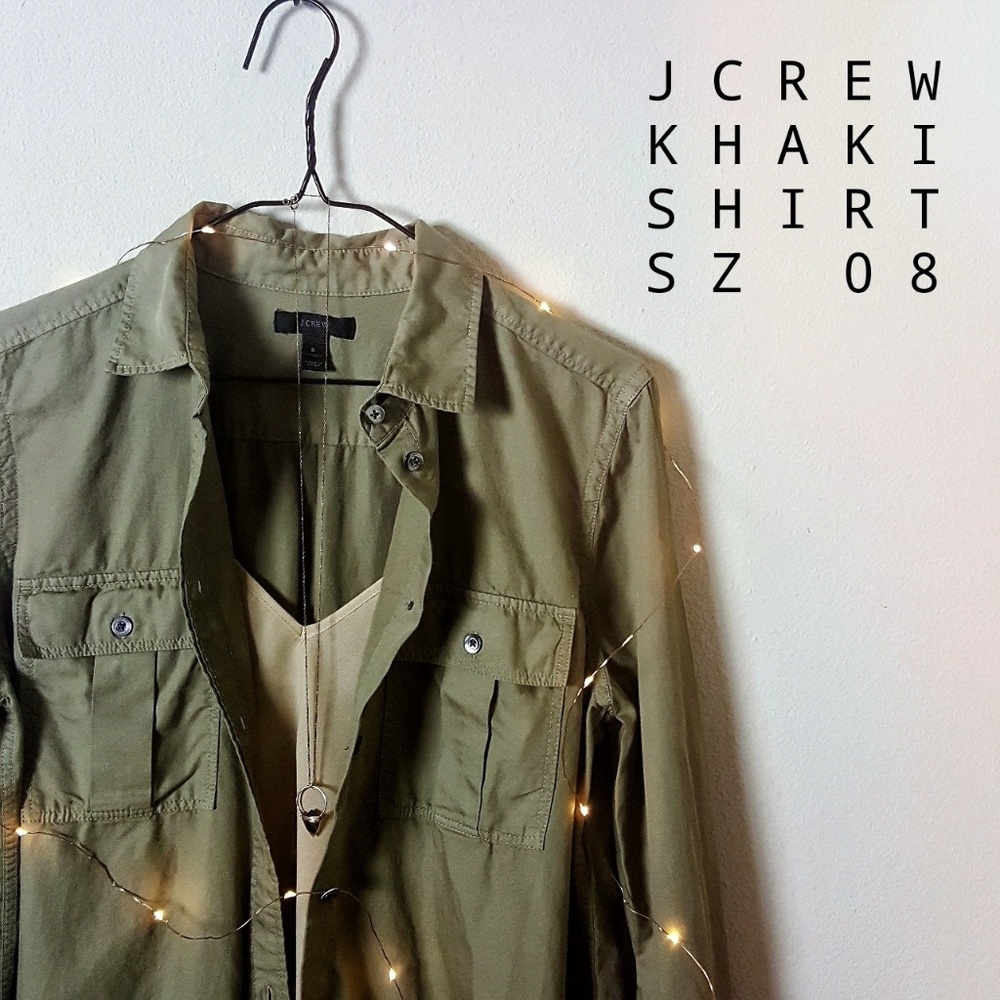 J.CREW khaki long-sleeve button-down shirt size 08